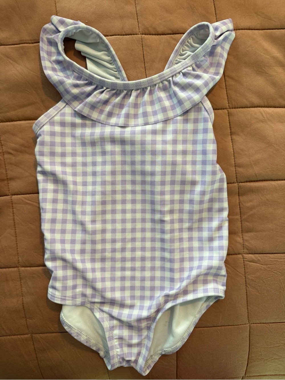 Carter's Lavender Gingham Ruffle One-Piece Swim